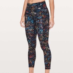 EUC Lululemon Fast & Free 7/8 Tight II *Nulux 25" in Flowerescent Multi
